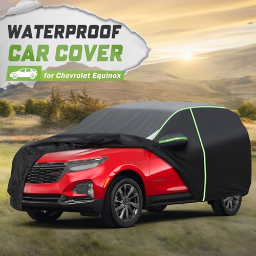 Image of Mixsuper Liner Car Cover for Chevrolet Equinox /GMC Terrain 2005-2026, 7 Layers Full Car Cover All Weather Car Covers for Chevy Equinox, Waterproof Outdoor Cover with Zipper Door Reflective Strips