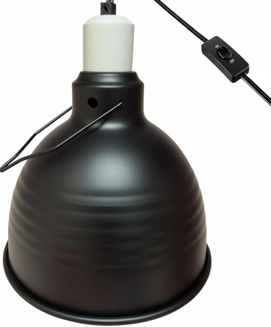 8.5 Inch Reptile Light Fixture,High Reflective Aluminum Shade, Ceramic E26 Socket with Independent Switch, Supports Up to 150W UVB/UVA/Basking Bulbs for Bearded Dragons, Turtles, Lizards & Terrariums