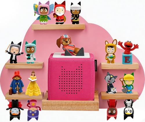 Image of Cloud Toines Shelf, for TonieBox 1 and 2 Tonies Wall Floating Shelf Storage for 12-20 Toine Figures Characters Wall Shelf Magnetic for Tonies Toniebox, Charging Station, Kids Play Room (Pink 2)