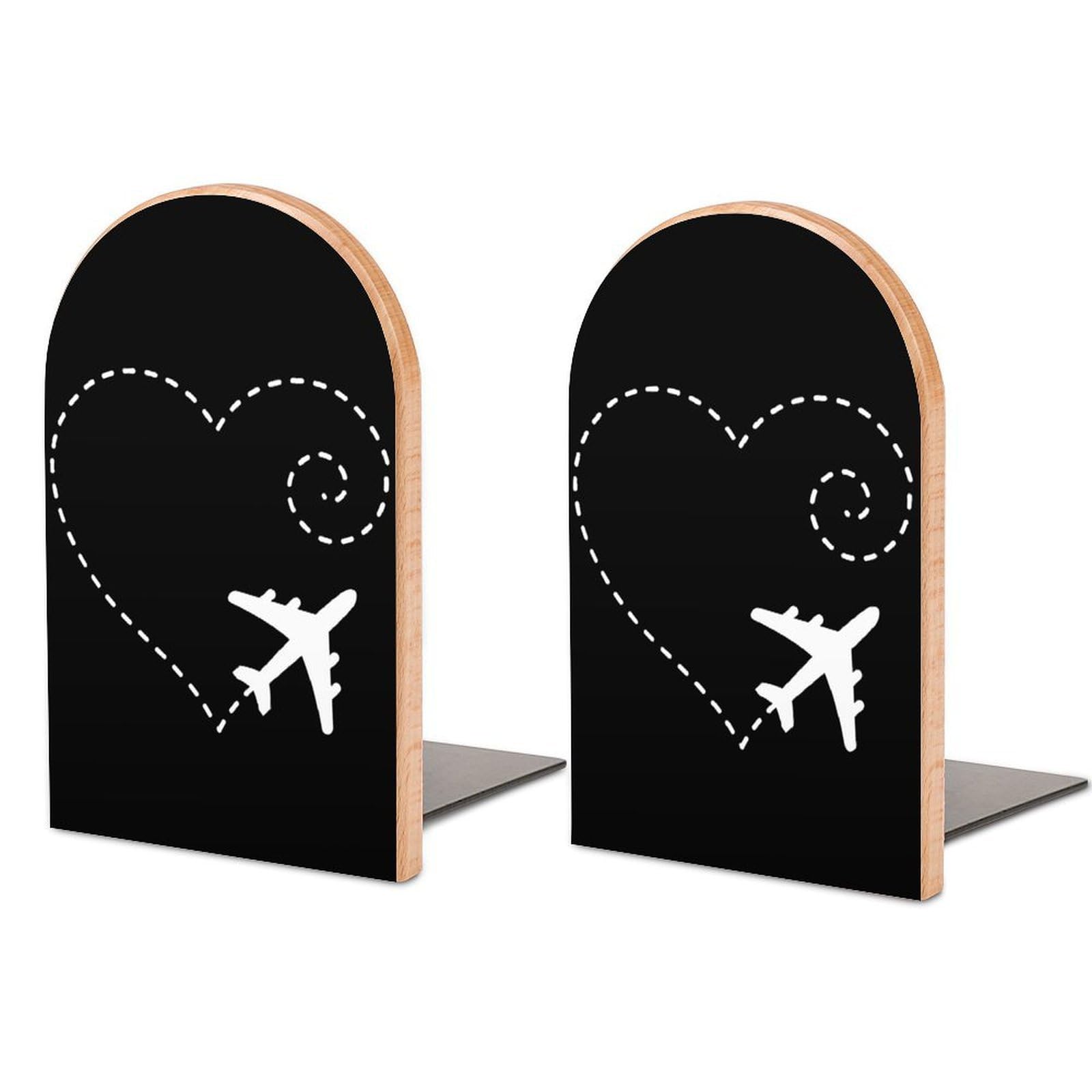 Nclqvjxzkhw Style Airplane Heart Book Ends For Shelves Bookends Bookshelf Holder Stand Books Stopper Home Office Decor