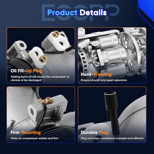 Image of ECCPP AC Compressor for Isuzu Rodeo for Isuzu Axiom Trooper 1998-2004 | for Honda Passport 3.2L 1998-2002 Fast Cooling AC Compressor with Clutch 6 Grooves DKV14G