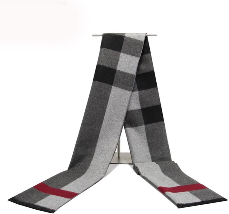1pcs Men's Scarf Winter Korean Version of The Plaid Scarf Men's Thickened Warmth Imitation Cashmere Scarf(D)