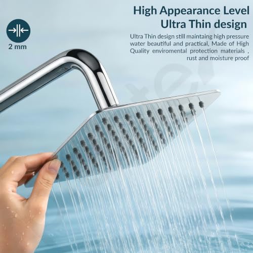 Image of Plantex Stainless Steel 6 Inch Rain Flow Overhead Shower with Water Saving Nozzle /Bathroom Shower /Adjustable Shower Head for Bathroom without Arm - (APS-617-Chrome)