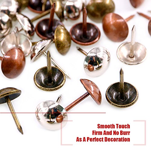 Hilitchi 360-Pcs [3-Color] 7/16''(11Mm) Antique Upholstery Nails Tacks Furniture Tacks Upholstery Tacks Thumb Tack Push Pins Assortment Kit #TOP5