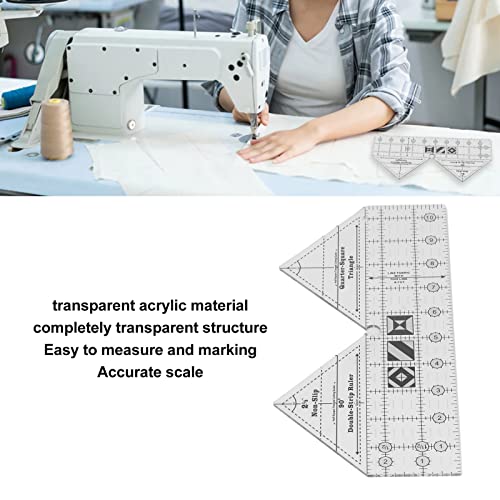 Ruler Grids 90 Degree Acrylic Double Strip Quilting Ruler, Clear 90 Degree Sewing Ruler Acrylic Triangular Hand 10In Sewing Cutting Ruler For Garment Designs Tailor's Tools #TOP2