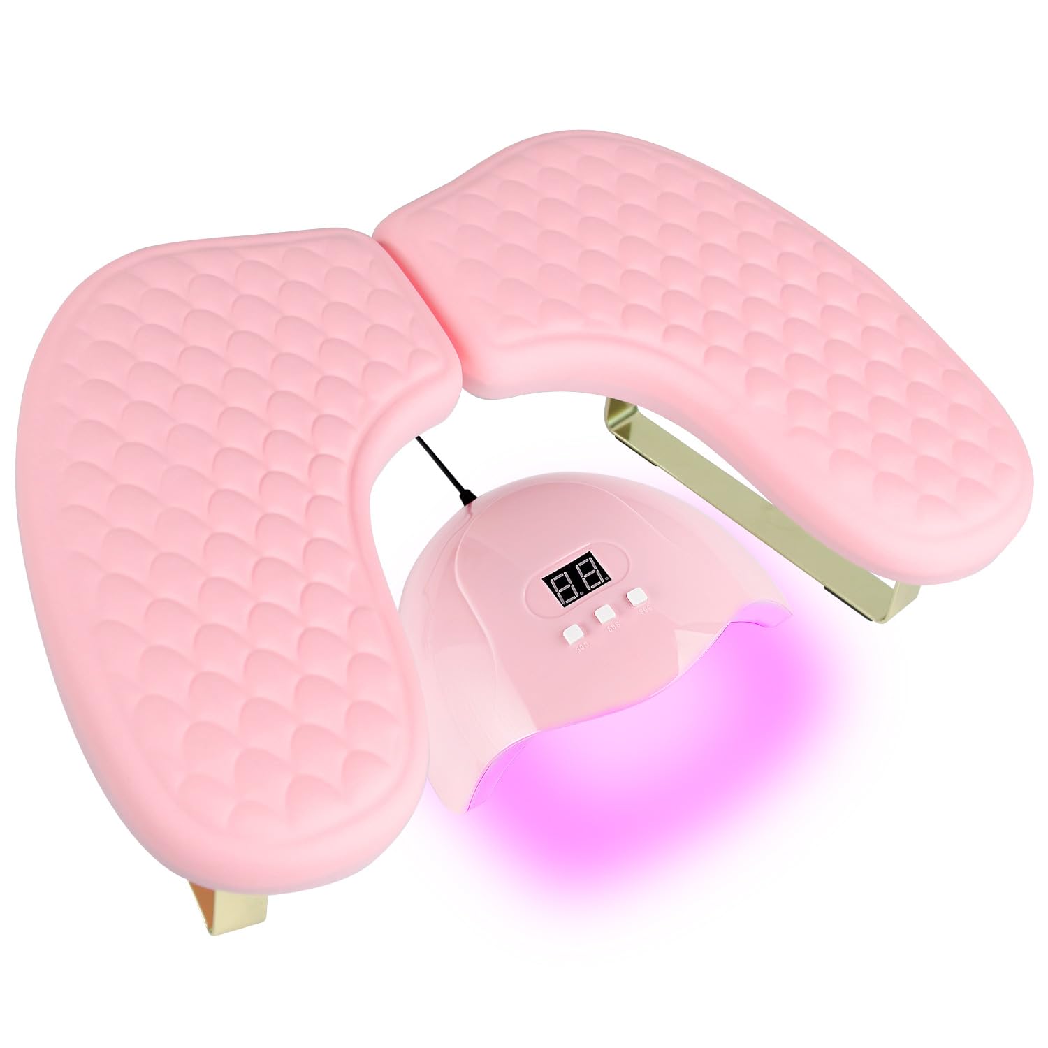 Arm Rest for Nails Tech, BORNBYME Update PU Leather Fish Pattern U-shaped Hand Nail Stand Rest for Manicure, Pink