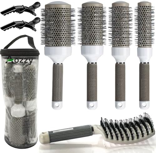 Round Brush Set for Blow Drying & Boar Bristle Detangling Hair Brush