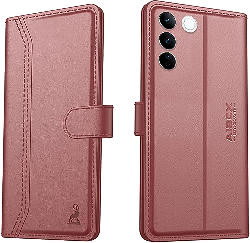 Image of AIBEX Compatible for Vivo V27 / Vivo V27 Pro Flip Cover Leather Finish | Inside TPU with Card Pockets | Wallet Stand | Complete Protection Flip Case - Brown