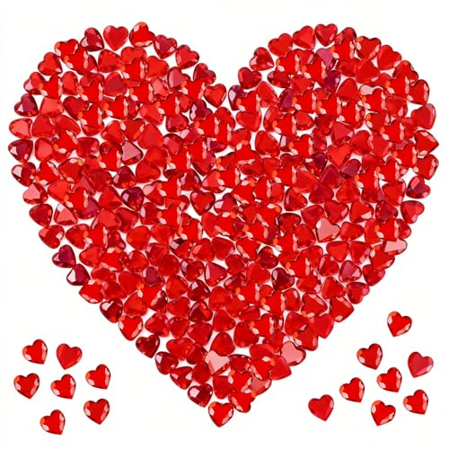 Cœurs Strass Rouges, 12 mm, Petits Cœurs Diamant en Acrylique à Dos Plat, Décoration de Table pour La Saint-Valentin, Mariage, Loisirs Créatifs, Création...