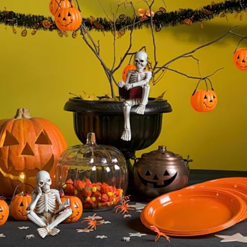 Statue de Squelette de Lecture pour décorer votre cheminée et salon à Halloween - 7
