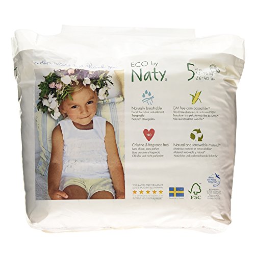Eco by Naty Babycare - Pantalones de pañales ecológicos, talla 5 (26-40 lbs/12-18 kg)