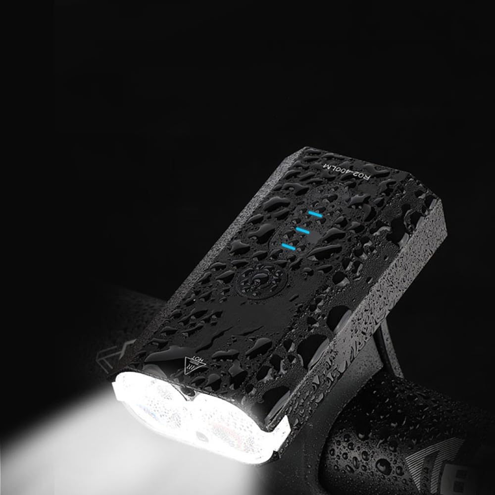 Faro Anteriore per Bicicletta Ricaricabile Tramite USB, Impermeabile, per Mountain Bike, 400 Lumen, 4 modalità, per la Sicurezza in Bicicletta.