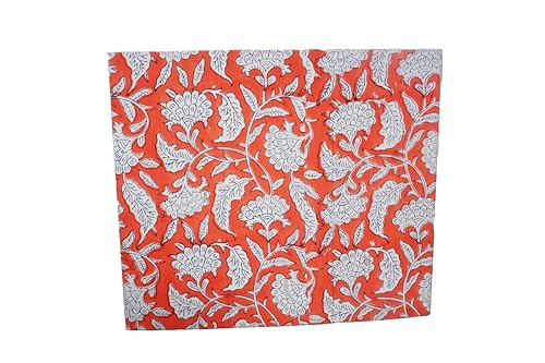 Image of 3.3 Gallon Cotton Hand Block Printed Paper Waste Basket |Small Decorative Trash Can for Housewarming Gifts in Living Room, Bedroom, Bathroom | Eco-Friendly, Plastic-Free (1, ORE. White FLOWAR)