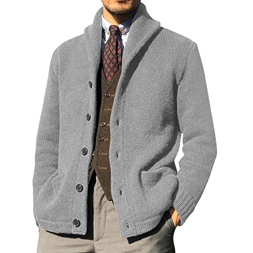 Cárdigan de algodón hombre con botones y bolsillos para otoño