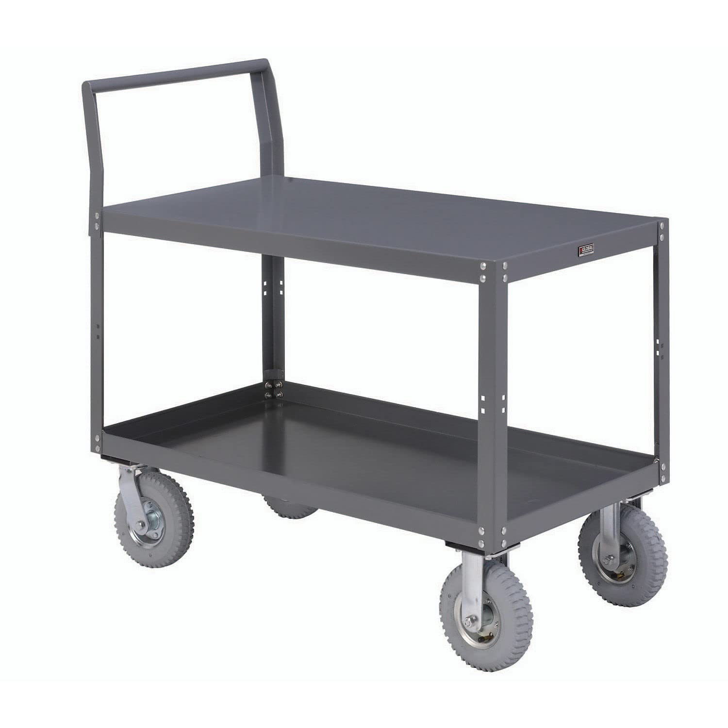 Two Shelf Unassembled Heavy Duty Service Cart by Global Industrial – 12-Gauge Steel, Gray, Model 752257