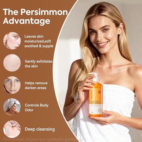 Image of Persimmon Body Wash for Old People Smell, Natural Deodorant Bar Soap for Strong Odor Smelly Feet Remove, Deep Cleansing Body Deodorizing for Eliminating Odor, Kids Safe