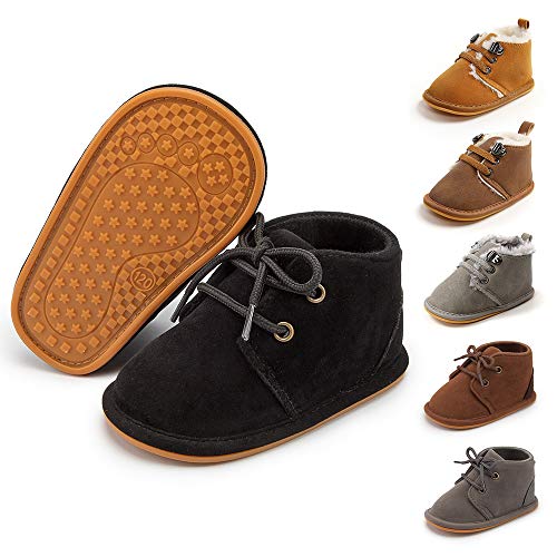 Meckior Baby Booties Newborn Infant Unisex Baby Girls Boys Velvet Rubber Anit-Slip Sole Shoes Toddler Fleece Cozy Winter Warm Prewalker Boots