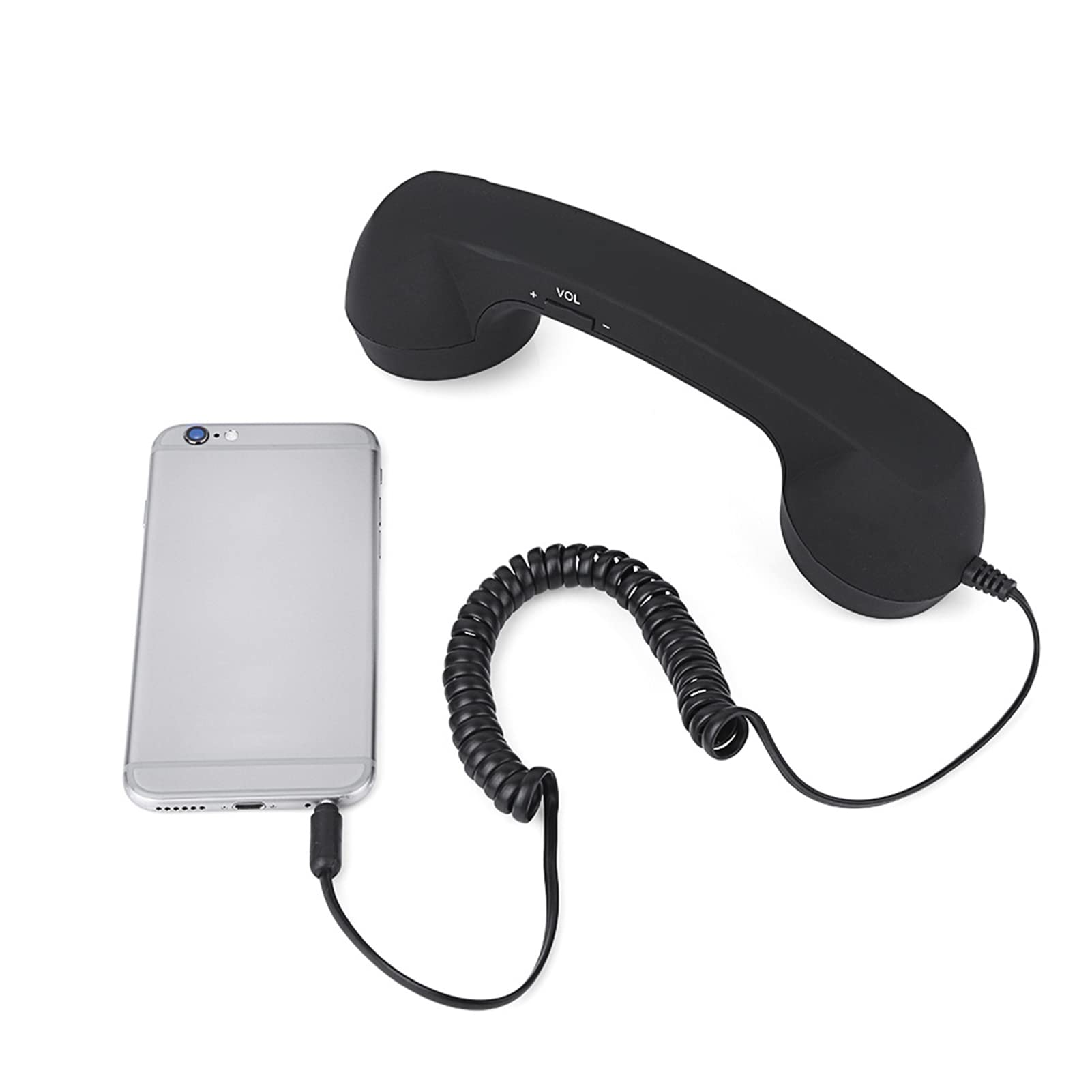 Słuchawki telefoniczne w stylu retro, 3,5 mm, antyradiacyjny, przewodowy odbiornik telefonu komórkowego z mikrofonem do telefonu komórkowego, smartfona (czarne)