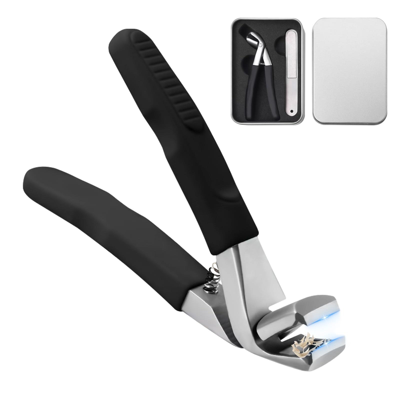 Angled Head Toe Nail Clippers for Thick Nails for Seniors,Heavy Duty No Splash Fingernail Clipper,Anti Slip Handle Nail Clipper