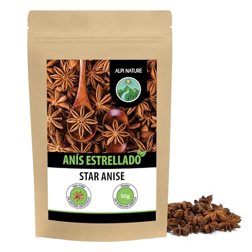 Alpi Nature Anis Estrellado Entero 50g, Vainas de Anís Estrellado para Cocinar y Vino Caliente