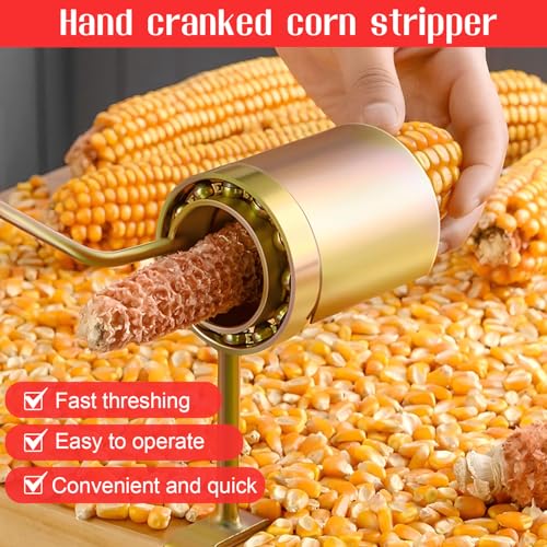 Image of 1Pcs Manual Hand Crank Corn Thresher Sheller | Efficient Cob Stripper Tool | Comfortable Wood Handle | Cast Iron Build | Portable | for Dry Corn | for Farm & Home Use