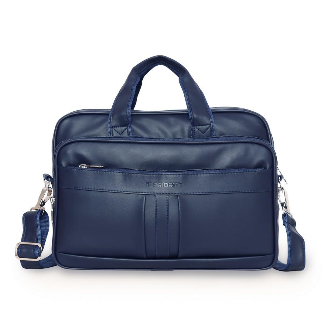 Priority Navy Blue Faux Leather Laptop Bag for Men and Women | Solid Shoulder Bag | Messenger Bag for Unisex| Office | Travel | Fits 14 Inch | Working (B0D2HW2WG2) Amazon Price History, Amazon Price Tracker
