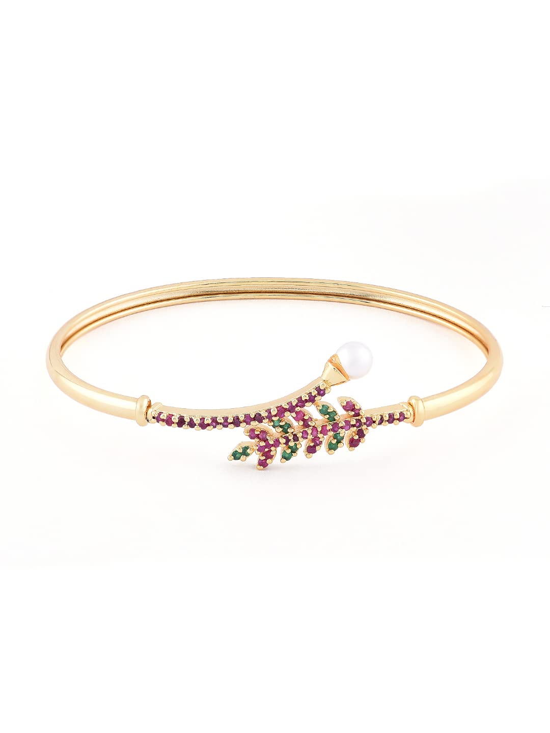 ZAVERI PEARLS Gold Tone Cubic Zirconia Contemporary Style Kada For Women-ZPFK9438 (B084JJKL89) Amazon Price History, Amazon Price Tracker