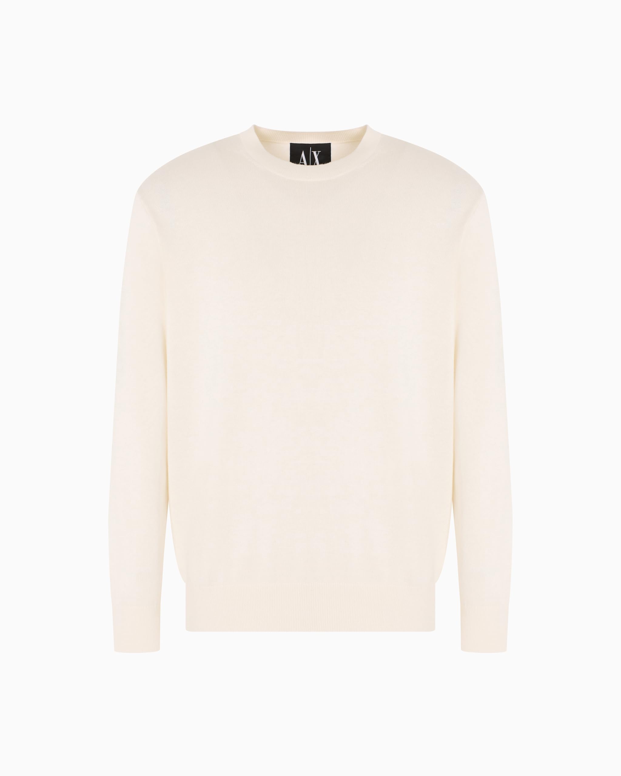 Armani Exchange Men's Beige Cotton Blend Crew Neck Jumper - Round-Neck Knitwear - 2XL - Knitwear