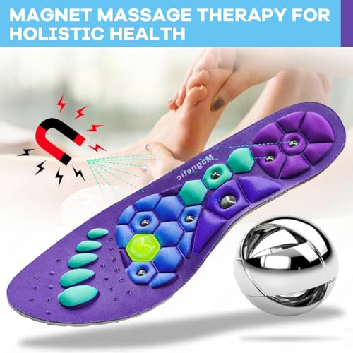 Image of HANNEA 1 Pair Acupressure Shoe Sole, Breathable Magnet Nubs Massager shoe insoles for men women Stimulate Blood Circulation, Relieve Tension - acupressure tools acupressure kit (Large Size EU 44-47)