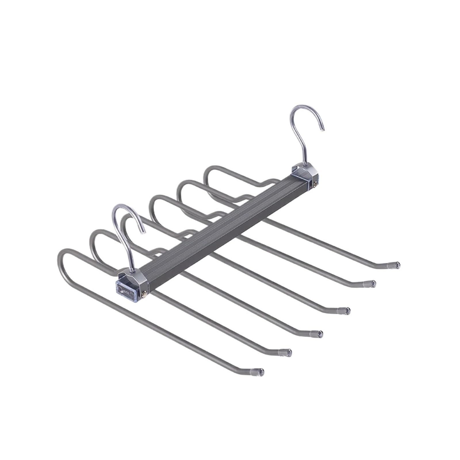 AXYLQJVZNC 6-in-1 Multi-Layer Aluminum Pants Hanger, 360° Rotatable Hook Storage Rack for Home Travel(Grey 1PCS)