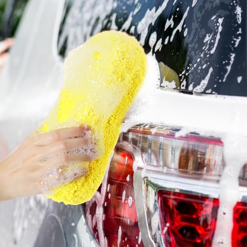 Image of Tanlade 2 Pcs Large Car Wash Sponge, Foam Sponge for Clean, Blue,Yellow