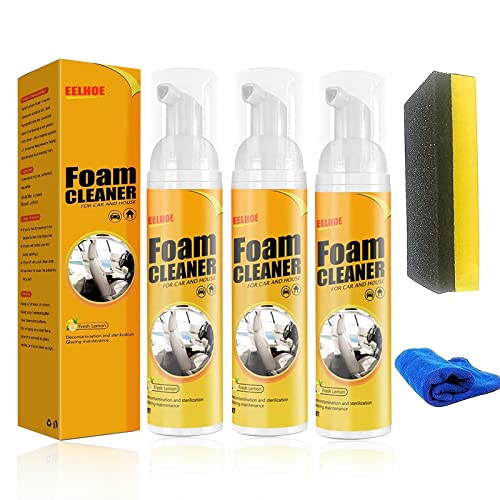 Magic Cleaning Foam Spray for Car,Car Magic Foam Cleaner,Neat Freaks Car Restoring Spray,Powerful Stain Removal Kit with Rag(3Pcs,100ML)