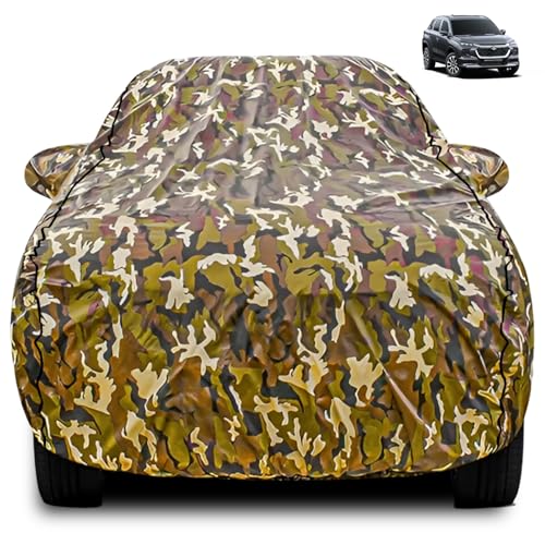 Image of FABTEC Car Body Cover for Maruti Grand Vitara Jungle Print with Soft Cotton Lining Waterproof Car Cover UV & Rain Protection with Mirror Pocket Bottom Elastic (Military /Camouflage Pattern)