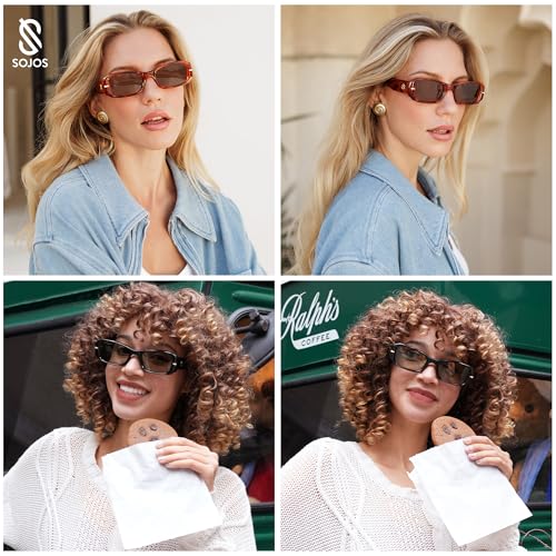 SOJOS Retro Rectangle Polarized Sunglasses Women Men 90s Sunnies UV Protection Womens Mens Sun Glasses SJ23662