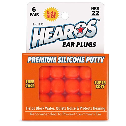 HEAROS Reusable Kids Ear Plugs for Swimming - Floating Silicone Putty, One Size Fits All Mouldable for Ultimate Comfort, Waterproof to Prevent Swimmers Ear, 6 Pairs with Case NRR 22 Hearing Protection