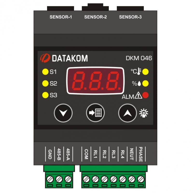 DATAKOM DKM-046 Temperature & Humidity Controller with Display, AC Power Supply