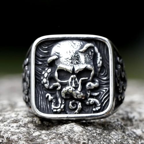 Image of 2023 Skull Ring Cool Evil Death Punk Rock Stainless Steel Rings Aly Style Jewelry