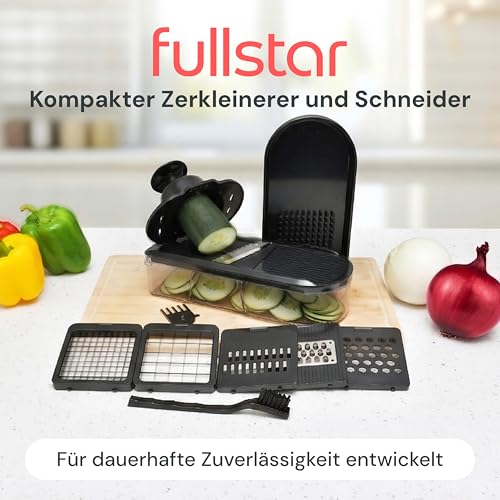 Fullstar Gemüseschneider und Mandoline Gemüsehobel - Julienne- und Würfelschneider für Gurken Zwiebeln Kartoffeln Früchte - Reibe für Gemüse Käse - Küchenzubehör Küchengeräte (6-in-1 Kompakt Schwarz) 2