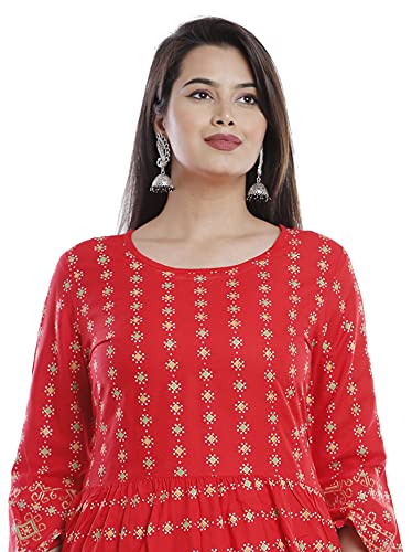 Image of Women's Rayon Printed Top and Skirts Set