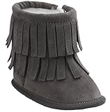 Vanbuy Baby Double Fringe Leather Boots Infant Toddler Snow Boots Moccasin boots WB35-01Dark Grey-L