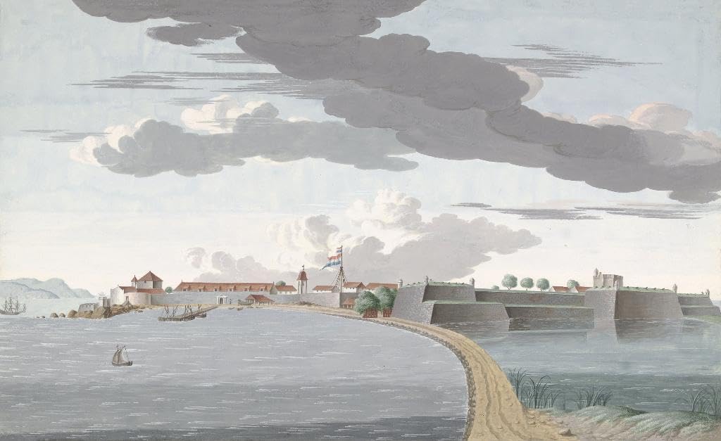 Fizdi - Framed Canvas Wall Painting - Fort Galle On Ceylon, Seen From The Landward Side By Cornelis Steiger - Art Print for Home & Office Wall Decor.|34 Inches X 21 Inches||PRT_7886-34-21|