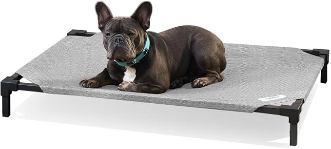 Cama Elevada para Perro Acceso Bajo Tela Fresca Mediano