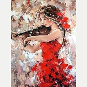 Bimkole 5D Diamond Painting Kits Beauty Violin Woman, DIY Diamant Schilderij Kit Full Ronde Boor Crystal Strass…