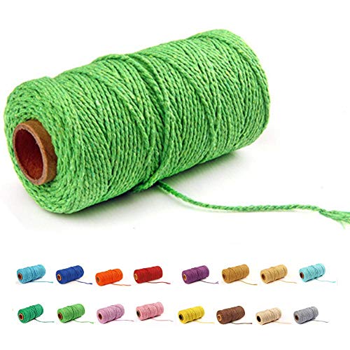 flipped (100 Yards/2mm/19 Colors Optional) Cotton Baker Twine DIY Craft MacramÃ© Natural Cotton Rope Craft Making Knitting Cord Rope DIY Wedding Decor Supply Christmas Wrapping String Rope(Green)