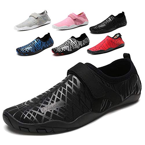 Cheston Mens Barefoot Quick Dry Aqua Water Shoe(11 Women / 8.5 Men, All-Black)