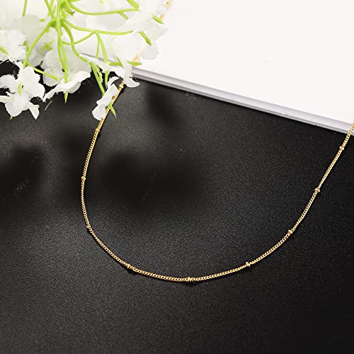 MILACOLATO Danity Choker Necklace Sterling Silver Pearl Bead Satellite Choker Necklaces 18K White Gold or Gold Plated Choker Necklace Minimalist Link Chain Necklace Trendy Jewelry for Women4