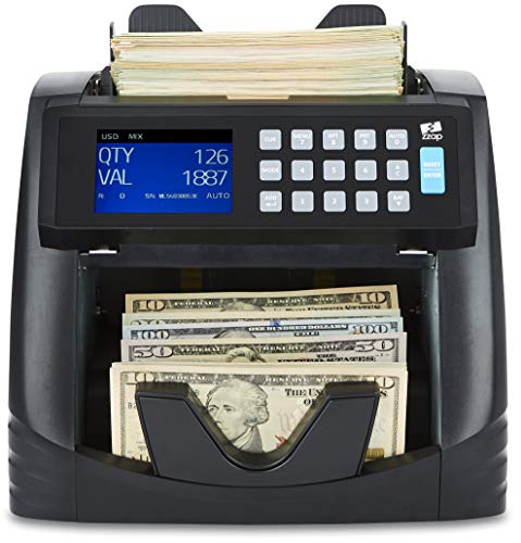 ZZap NC60 Mixed Denomination Bill Counter & Counterfeit Detector - Money Cash Currency Value Machine