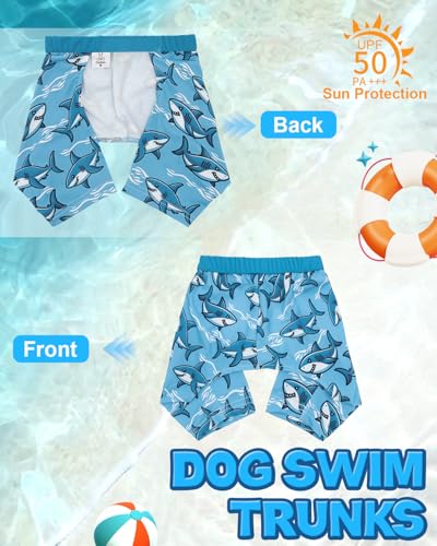 Image of CuteBone Dog Swim Trunks Swimsuit Durable & Comfortable - Quick-Dry, Adjustable Waistband Shorts, UV Protection Bikini- Perfect for Beach, Pool & Outdoor Fun, Dinos DST14L