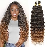 Eerya Long Curly Braiding Hair 18 Inch 2 Packs Ocean Wave Crochet Hair for Black Women Deep Wave Braiding Hair for Boho Braids(18 inch, T1B/30)