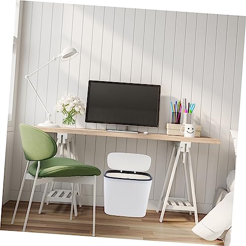 Caneca de basura rectangular blanca de plástico 1.5 gal miniatura 6
